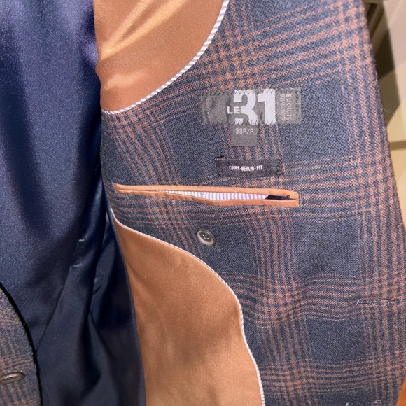 Simons Brown and Blue Sport Coat with Plaid Pattern - Picture 3 of 4